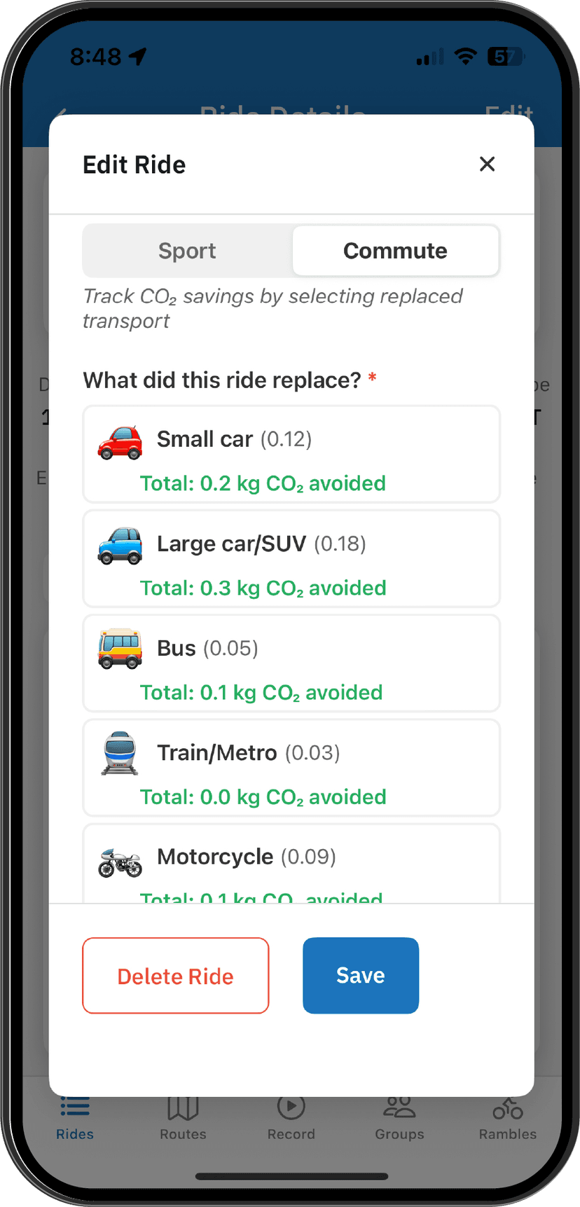 Employee selecting replaced transport mode